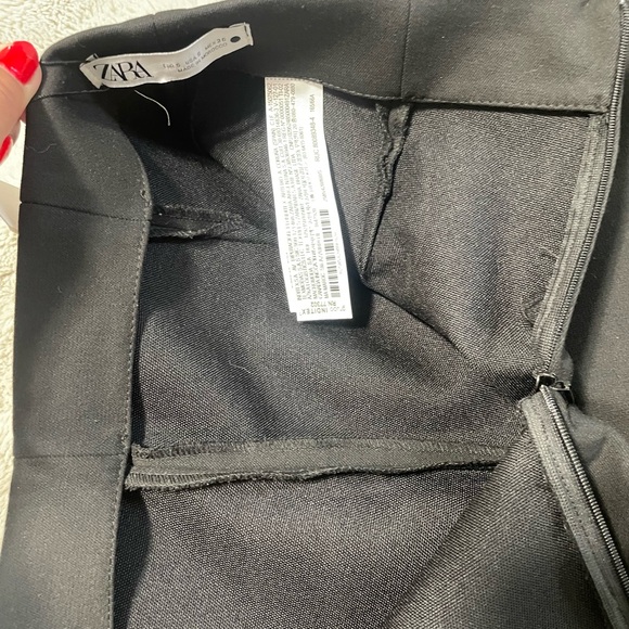 Zara Women's S Peaked Mini Skirt Black Asymmetric Side Zip Short NWT - Picture 6 of 7